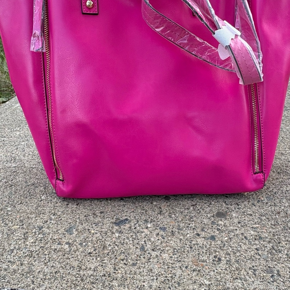 Pink Structured Tote with Silver Accents